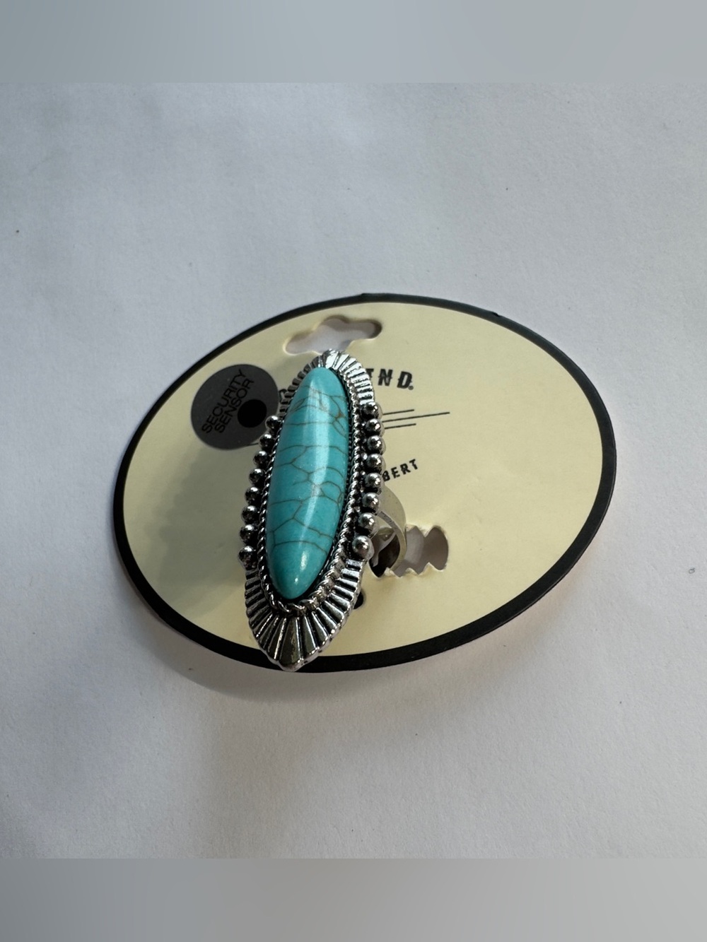 2” Size 7 Turquoise Oval Statement Ring - Women Jewelry